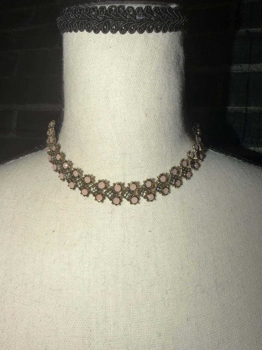Sugarfix by BaubleBar Pink Stone and Rhinestone Choker Statement Necklace